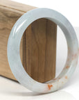 Baikalla Light Green & White W/ SaJin Jadeite Jade "Half Round" Bangle Bracelet (60.5mm)