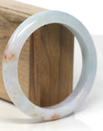 Baikalla Green & Light Lavender W/ SaJin Jadeite Jade "Half Round" Bangle Bracelet (60.4mm)