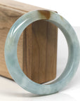 Baikalla Blue-Green W/ Honey-Brown Patch Jadeite Jade "Half Round" Bangle Bracelet (58.8mm)