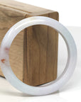 Baikalla Light Green & White-Lavender W/ SaJin Jadeite Jade "Half Round" Bangle Bracelet (56mm)