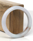 Baikalla Light Green & White-Lavender W/ SaJin Jadeite Jade "Half Round" Bangle Bracelet (56mm)