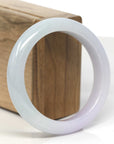 Baikalla Lavender & Light Green Jadeite Jade "Half Round" Bangle Bracelet (56.4mm)