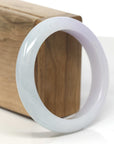 Baikalla Lavender & Light Green Jadeite Jade "Half Round" Bangle Bracelet (56.4mm)