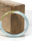 Baikalla Light Blue-Green W/ Hazel Patch Jadeite Jade Oval "Half Round" Bangle Bracelet (55.5mm)