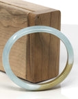 Baikalla Light Blue-Green W/ Hazel Patch Jadeite Jade Oval "Half Round" Bangle Bracelet (55.5mm)