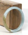 Baikalla Light Blue-Green W/ Hazel Patch Jadeite Jade Oval "Half Round" Bangle Bracelet (55.5mm)