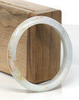 Baikalla Light Green W/ Sajin (Golden Dust) Jadeite Jade Oval "Half Round" Bangle Bracelet (56mm)