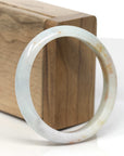Baikalla Light Green W/ Sajin (Golden Dust) Jadeite Jade Oval "Half Round" Bangle Bracelet (56mm)