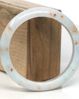 Baikalla Light Green & White W/ SaJin Jadeite Jade "Half Round" Bangle Bracelet (60.6mm)