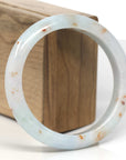 Baikalla Light Green & White W/ SaJin Jadeite Jade "Half Round" Bangle Bracelet (60.6mm)