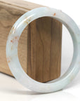 Baikalla Light Green & White W/ SaJin Jadeite Jade "Half Round" Bangle Bracelet (60.6mm)