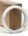 Baikalla Light Green & White W/ SaJin Jadeite Jade "Half Round" Bangle Bracelet (56mm)