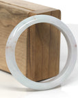 Baikalla Light Green & White W/ SaJin Jadeite Jade "Half Round" Bangle Bracelet (56mm)
