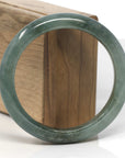 Baikalla Dark Oil-Green Jadeite Jade "Half Round" Bangle Bracelet (58.7mm)
