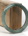 Baikalla Dark Oil-Green Jadeite Jade "Half Round" Bangle Bracelet (58.7mm)