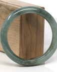 Baikalla Dark Oil-Green Jadeite Jade "Half Round" Bangle Bracelet (58.7mm)