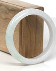 Baikalla White & Light Green Jadeite Jade "Half Round" Bangle Bracelet (57.4mm)