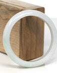 Baikalla White & Light Green Jadeite Jade "Half Round" Bangle Bracelet (57.4mm)