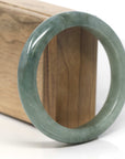 Baikalla Oil-Green Jadeite Jade "Half Round" Bangle Bracelet (59mm)