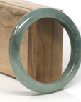 Baikalla Oil-Green Jadeite Jade "Half Round" Bangle Bracelet (59mm)