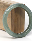 Baikalla Oil-Green Jadeite Jade "Half Round" Bangle Bracelet (59mm)