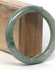 Baikalla Oil-Green Jadeite Jade "Half Round" Bangle Bracelet (59mm)