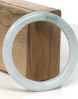 Baikalla Light Green & White Jadeite Jade "Traditional Full Round" Bangle Bracelet (55.7mm)