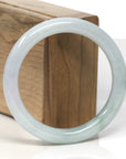 Baikalla Light Green & White Jadeite Jade "Traditional Full Round" Bangle Bracelet (55.7mm)