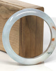 Baikalla Light Green & White W/ SaJin Jadeite Jade "Half Round" Bangle Bracelet (56mm)