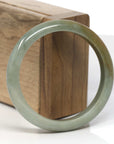 Baikalla Oil-Green W/ Honey-Brown Jadeite Jade "Half Round" Bangle Bracelet (56.8mm)