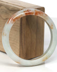 Baikalla Light Green & SaJin Jadeite Jade "Half Round" Bangle Bracelet (57.5mm)