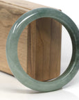 Baikalla Oil-Green Jadeite Jade "Half Round" Bangle Bracelet (58.9mm)