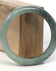 Baikalla Oil-Green Jadeite Jade "Half Round" Bangle Bracelet (58.9mm)