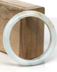 Baikalla Light Blue-Green W/ SaJin Jadeite Jade "Half-Round" Bangle Bracelet (55.5mm)