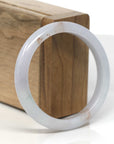 Baikalla Light Lavender W/ SaJin Jadeite Jade "Half Round" Bangle Bracelet (55.3mm)