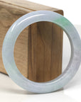 Baikalla Light Lavender & Apple-Green Jadeite Jade "Half Round" Bangle Bracelet (55.6mm)