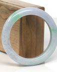 Baikalla Light Lavender & Apple-Green Jadeite Jade "Half Round" Bangle Bracelet (55.6mm)