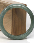 Baikalla Dark Oil-Green Jadeite Jade "Half Round" Bangle Bracelet (59mm)