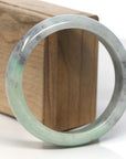 Baikalla Apple-Green & Wuji Jadeite Jade "Half Round" Bangle Bracelet (60mm)