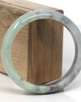 Baikalla Apple-Green & Wuji Jadeite Jade "Half Round" Bangle Bracelet (60mm)