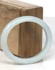 Baikalla Light Green Jadeite Jade Oval "Half Round" Bangle Bracelet (55mm)
