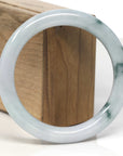 Baikalla Light Green W/ Blue-Green Flowers Jadeite Jade "Traditional Full Round" Bangle Bracelet (59.7mm)