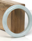 Baikalla Light Green Jadeite Jade "Half Round" Bangle Bracelet (56.5mm)