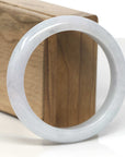 Baikalla White-Green & Light Wuji Jadeite Jade "Half Round" Bangle Bracelet (57.4mm)