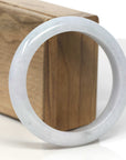 Baikalla White-Green & Light Wuji Jadeite Jade "Half Round" Bangle Bracelet (57.4mm)