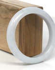 Baikalla White-Green & Light Wuji Jadeite Jade "Half Round" Bangle Bracelet (57.4mm)