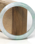 Baikalla Apple-Green & White Jadeite Jade "Half Round" Bangle Bracelet (62mm)