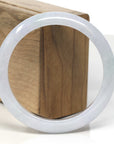 Baikalla White-Lavender & Light Green Jadeite Jade "Half Round" Bangle Bracelet (60.4mm)