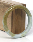 Baikalla Yellow-Brown & Light Blue-Green Jadeite Jade "Half Round" Bangle Bracelet (57mm)
