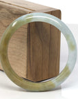 Baikalla Yellow-Brown & Light Blue-Green Jadeite Jade "Half Round" Bangle Bracelet (57mm)